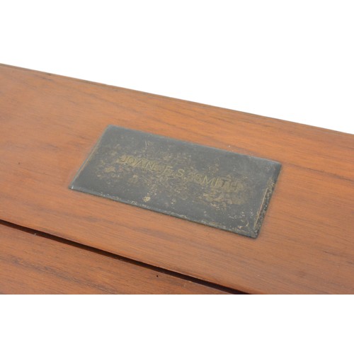 156 - Vintage wooden writing box containing inkwells