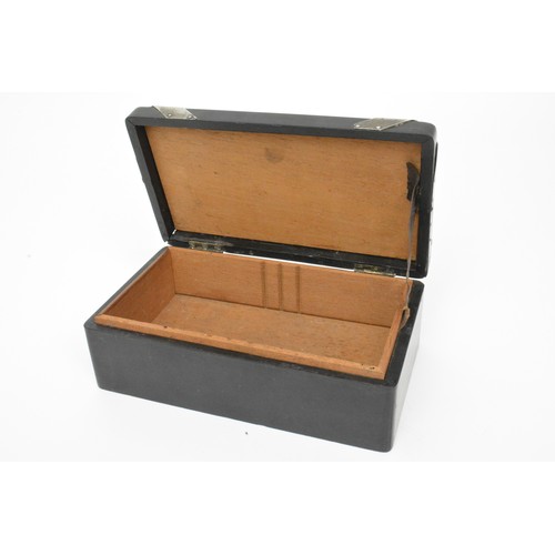 276 - Antique wooden Cigarette Box, with silver detailing, hallmarked Birmingham 1909. AF
