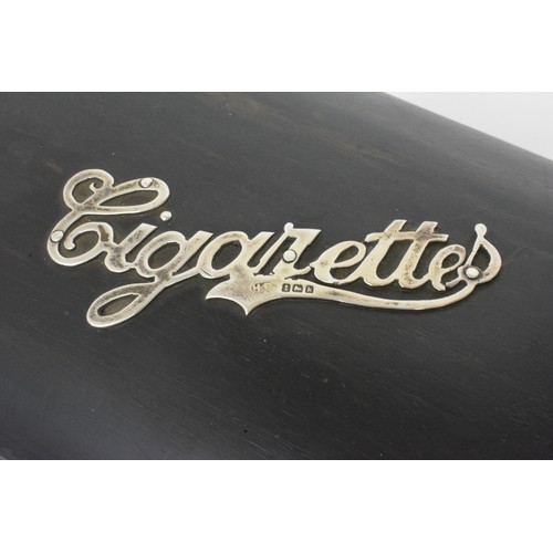 276 - Antique wooden Cigarette Box, with silver detailing, hallmarked Birmingham 1909. AF
