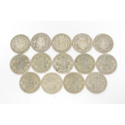 296 - George VI half crowns x 14, pre 1945
weight approx. 193.70 gram
