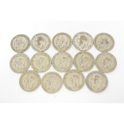 296 - George VI half crowns x 14, pre 1945
weight approx. 193.70 gram