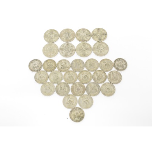 297 - George V florins x 8 together with 21 George V/VI sixpences
weight 234 gram