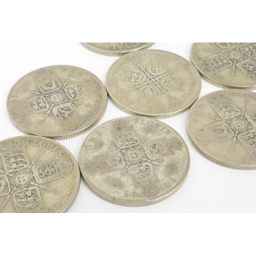297 - George V florins x 8 together with 21 George V/VI sixpences
weight 234 gram