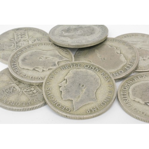 297 - George V florins x 8 together with 21 George V/VI sixpences
weight 234 gram