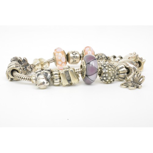 325 - Pandora charm bracelet, x16 charms, most are stamped S925 ALE, with box and bag.