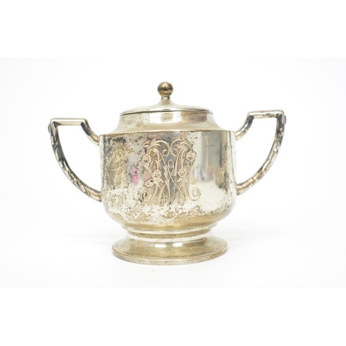 159 - Antique silver tea set with gold gilt interior