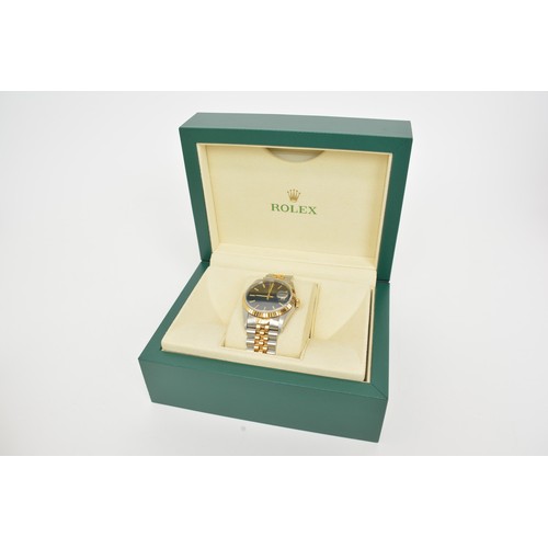 Rolex Oyster Datejust, model no.16233, boxed. Certified pre-owned timepiece card and associated paper included.
