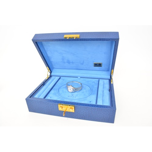 338 - Platinum Rolex Oyster Perpetual Datejust watch with original box, scarf, paperwork and receipt. (Ser...