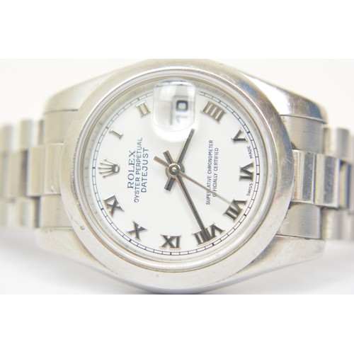 338 - Platinum Rolex Oyster Perpetual Datejust watch with original box, scarf, paperwork and receipt. (Ser... 