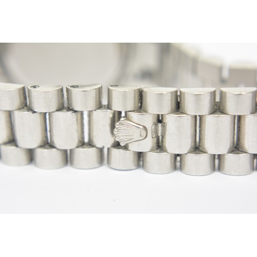 338 - Platinum Rolex Oyster Perpetual Datejust watch with original box, scarf, paperwork and receipt. (Ser... 