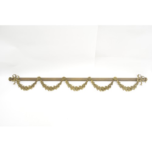 8 - Antique decorative  metal fireplace/window decor pole with Rose and swag design