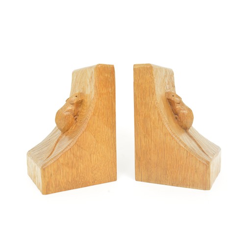 21 - Pair of hand carved oak Robert 'Mouseman'  Thompson bookends