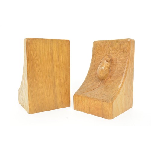 21 - Pair of hand carved oak Robert 'Mouseman'  Thompson bookends