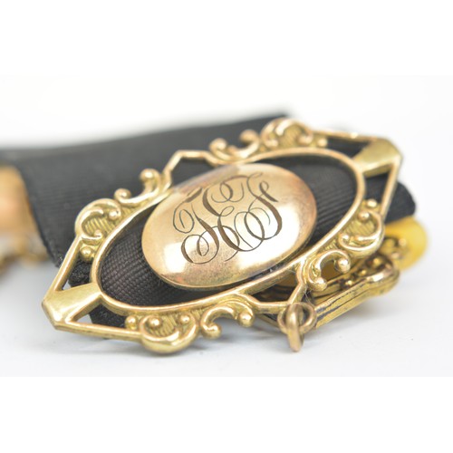 1 - Antique mourning pocket watch fobs (x2) one carved mother of pearl horse head