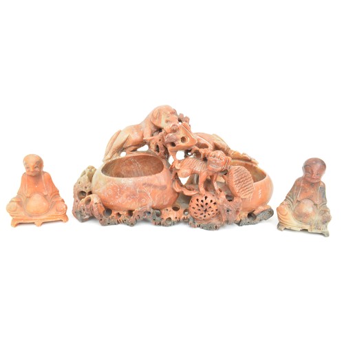 27 - Chinese soapstone hand carved brushpot