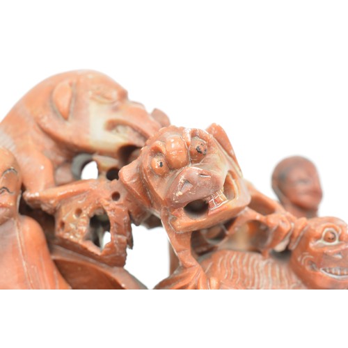 27 - Chinese soapstone hand carved brushpot