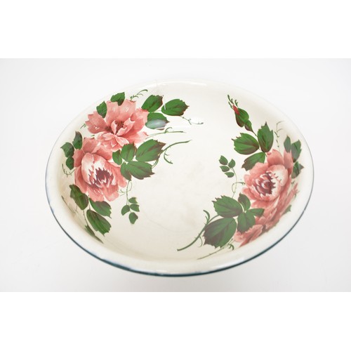 32 - Large antique jug and bowl set, cabbage rose design, based marked Ye Olde English T Goode & Co Londo... 