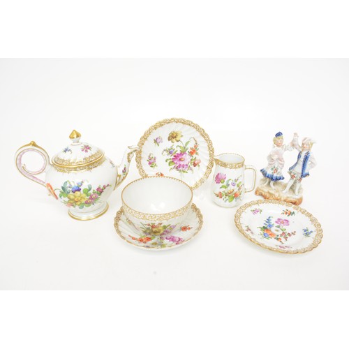 41 - Group of continental porcelain, some marked Dresden. AF