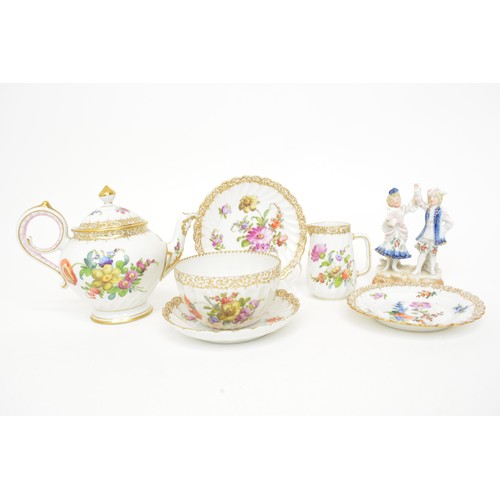 41 - Group of continental porcelain, some marked Dresden. AF
