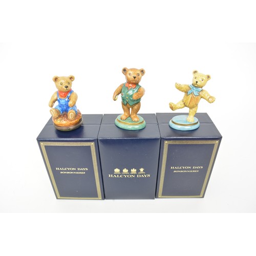45 - Halcyon Days porcelain 'Teddy Bears' x12, all with boxes