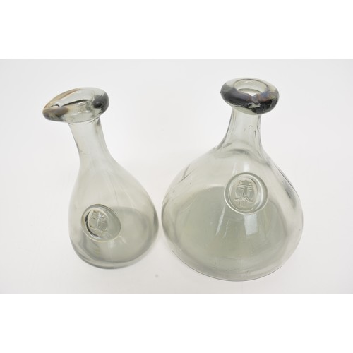 51 - x2 Holmegaard Viking decanter/carafe designed by Ole Winther,approx max H23cm.