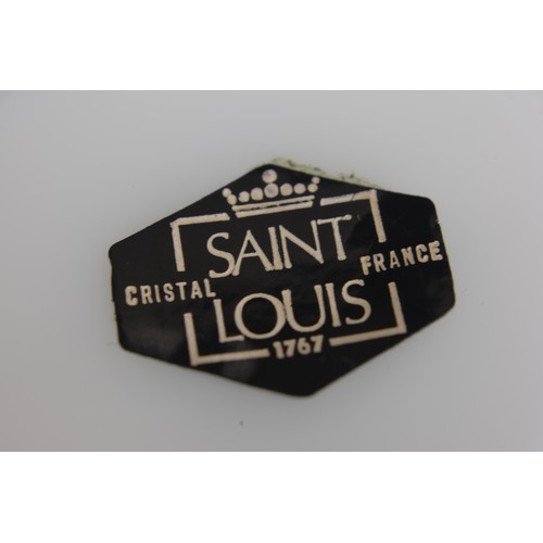 52 - Saint Louis Crystal, France - A white opaline  paperweight  with a zesty green flower petal bloom