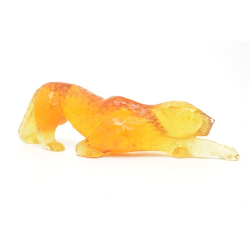 53 - Lalique  Amber glass Panther. 2006 Limited Edition No: 526 of 888 edition. Complete with box and cer... 