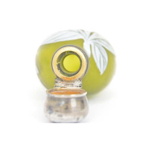 54 - Thomas Webb Cameo 19th century conical form perfume bottle / flask, frosted olive green glass with r... 