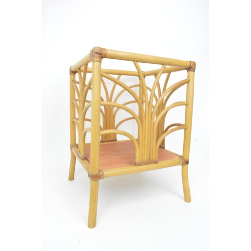56 - Two bamboo rattan Planters with leather binding, c.1970
