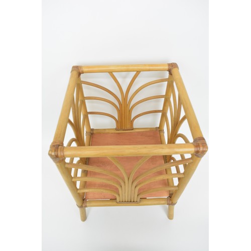 56 - Two bamboo rattan Planters with leather binding, c.1970