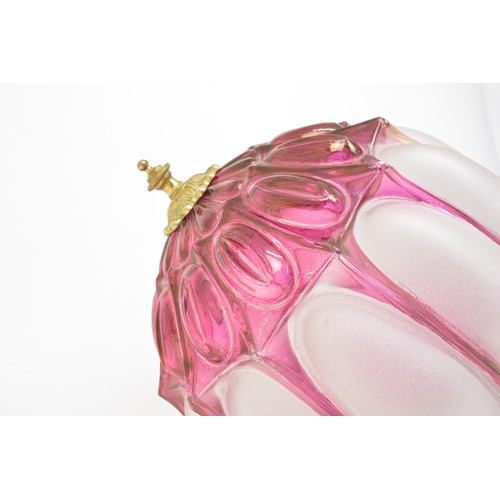62 - Cranberry and frost glass ceiling lamp