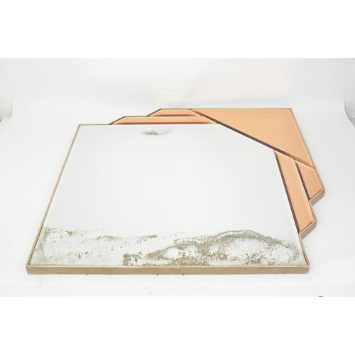 64 - Art Deco style mirror with bevelled panels,  approx size 29