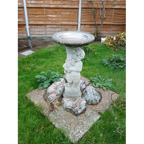 66 - Garden ornament - Decorative Cherub bird bath. Approx height 80cm