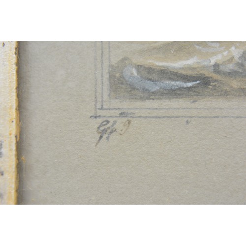 70 - Vintage watercolour, depicting steamer ship inbound for shore in burr walnut frame, frame size appro... 