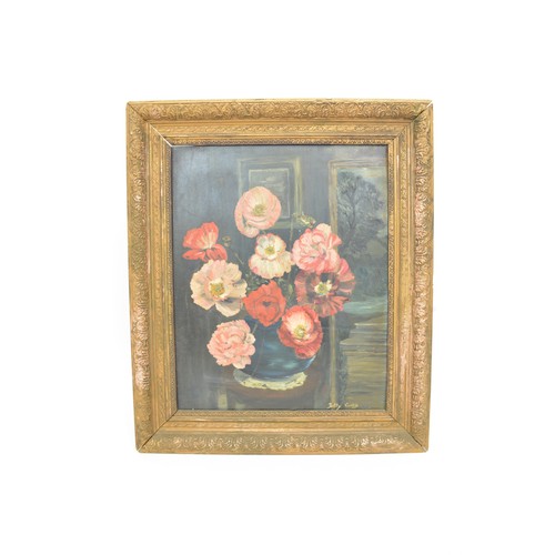 72 - Still life oil on board signed Betty Curtis, frame size 50cm x 60cm.