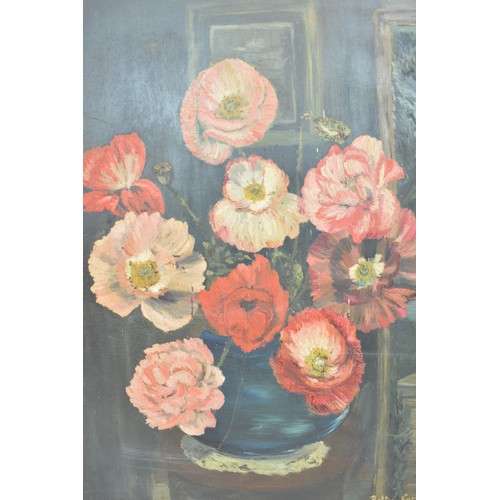 72 - Still life oil on board signed Betty Curtis, frame size 50cm x 60cm.