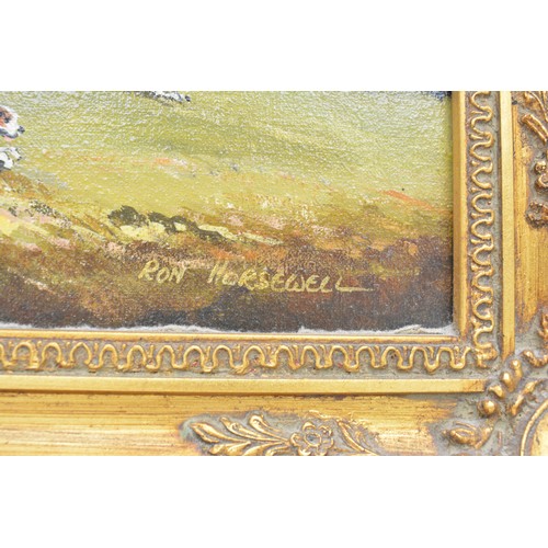 74 - Ronald Horsewell. Two oil on canvases, both signed by the artist to lower right, one depicting a hun... 