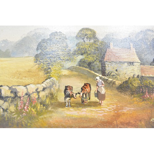 75 - Ronald Horsewell.  Oil on canvas, signed by the artist to lower right, depicting rural life coach an... 