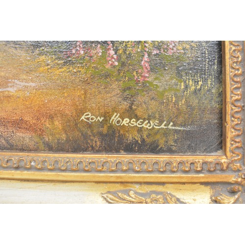75 - Ronald Horsewell.  Oil on canvas, signed by the artist to lower right, depicting rural life coach an... 