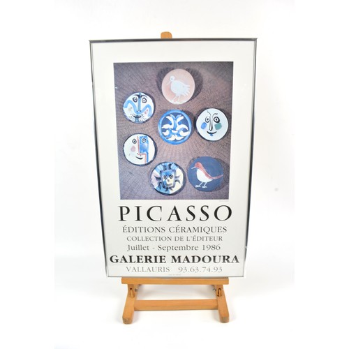 78 - Framed Picasso Exhibition poster 1986 at Galerie Madoura, Vallauris France, approx size of frame 41 ... 