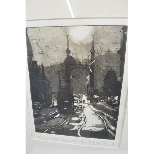 83 - Framed print ' Winter Light Budapest' A/P signed by the print maker/artist Barbara Jackson.  Approx ... 