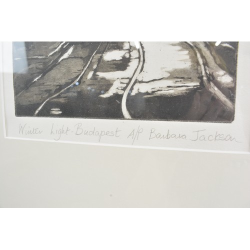 83 - Framed print ' Winter Light Budapest' A/P signed by the print maker/artist Barbara Jackson.  Approx ... 