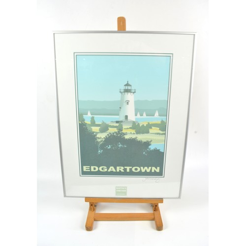 85 - John Holladay Edgartown Marthas Vineyard framed print, signed in pencil lower right. W47 x H62cm