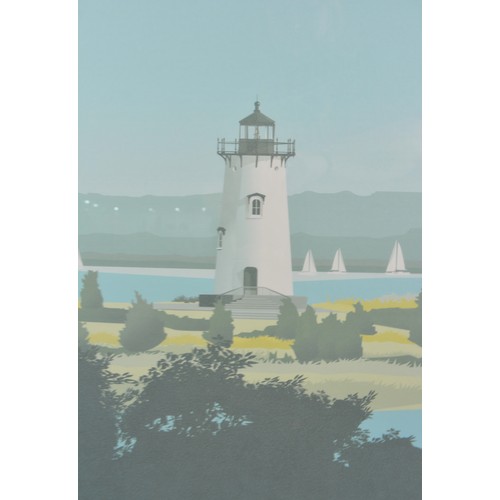 85 - John Holladay Edgartown Marthas Vineyard framed print, signed in pencil lower right. W47 x H62cm