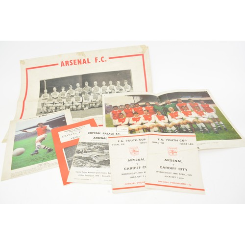 101 - Arsenal Football memorabilia items, including pin badges,  programs, handbooks some of which are sig... 