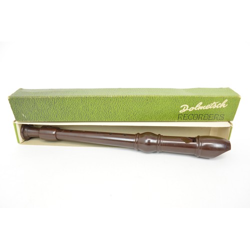 103 - Schotts Concert Tenor Recorder in box, together with Dolmetsch Descant recorder, Ferris Sprano FR400... 