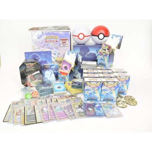 108 - Large collection of Pokemon TCG Silver Tempest Trading Cards plus tins, folders, dividers and wallet... 