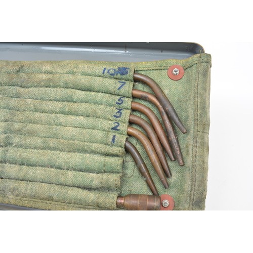 115 - Vintage case containing woodworking planes, Draper Record and Stanley 110 together with a Scintilla ... 