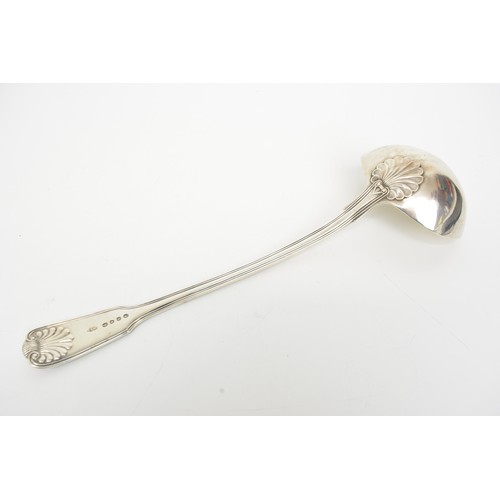 216 - Victorian silver ladle, shell design, hallmarked London c.1842, approx weight 290g.