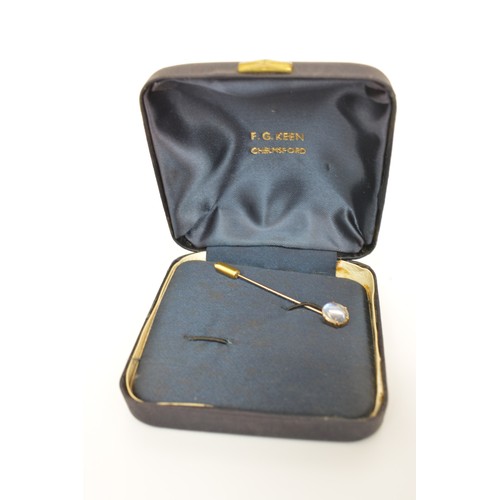 227 - Pearl necklace and earrings including a screw back pair of drop earrings marked 18k, boxed moonstone... 